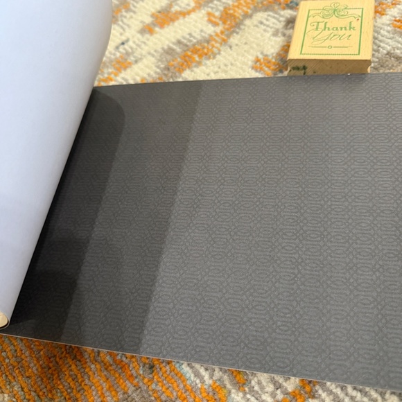 Lot of 2 scrapbook supplies neutral card stock paper & wood thank you stamp - Picture 10 of 15